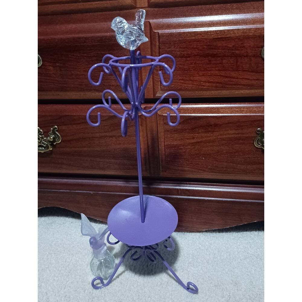 Vintage Perfume Bottle (EMPTY!) + Purple Jewelry Tree